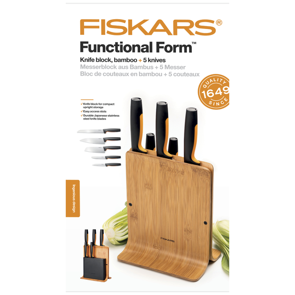 Blok bambusowy z pięcioma nożami FISKARS Functional Form 13