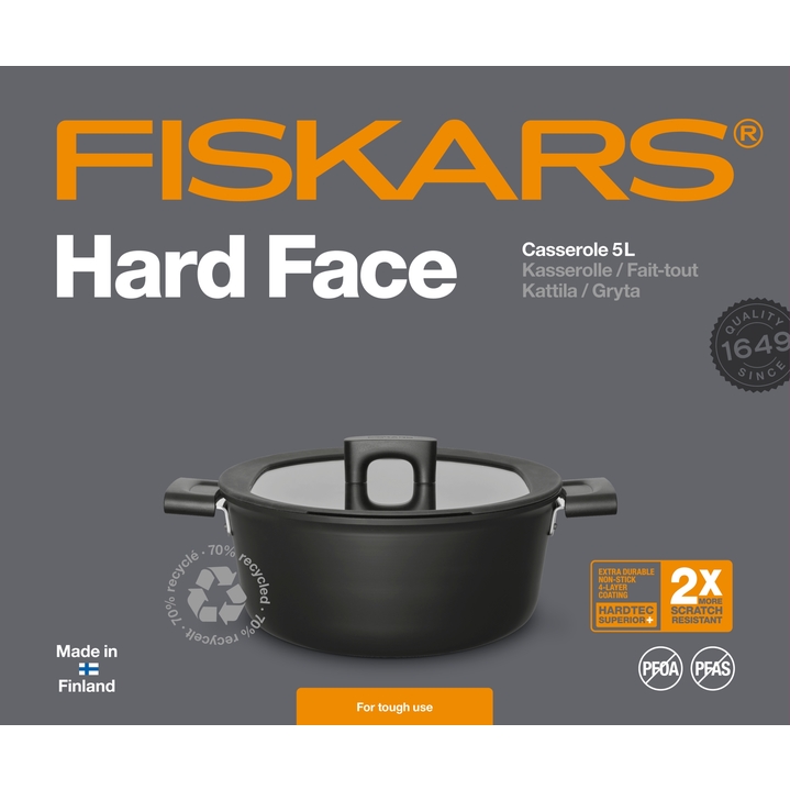 Garnek FISKARS Hard Face z przykrywką, 5l, 26 cm 4