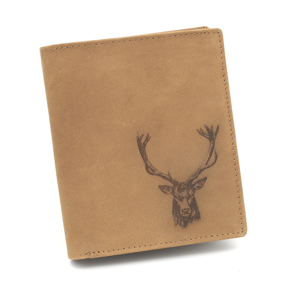 Skórzany portfel pionowy TETRAO głowa jelenia