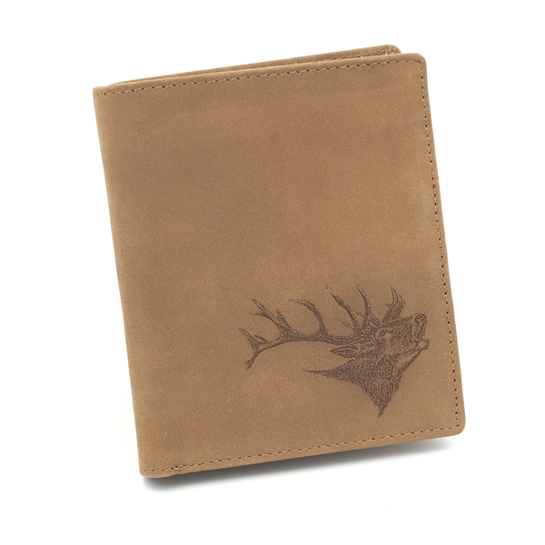 Skórzany portfel pionowy TETRAO ryczący jeleń