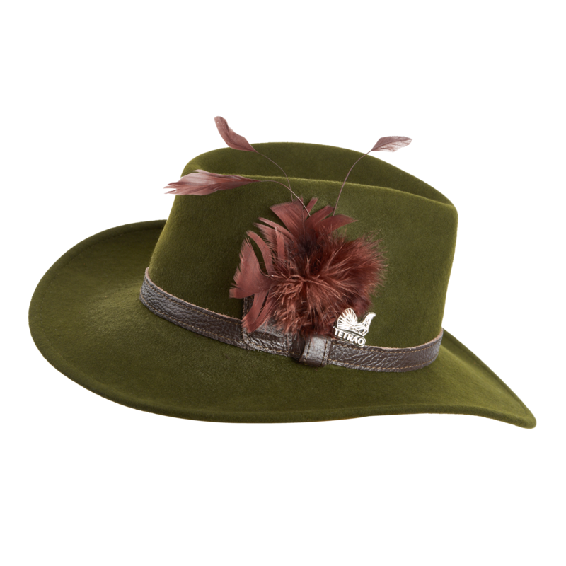 Damski kapelusz myśliwski TETRAO - z brązowym paskiem zielony
