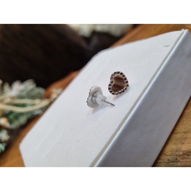 Biżuteria myśliwska z poroża zestaw TETRAO - naszyjnik + kolczyki serduszko 2