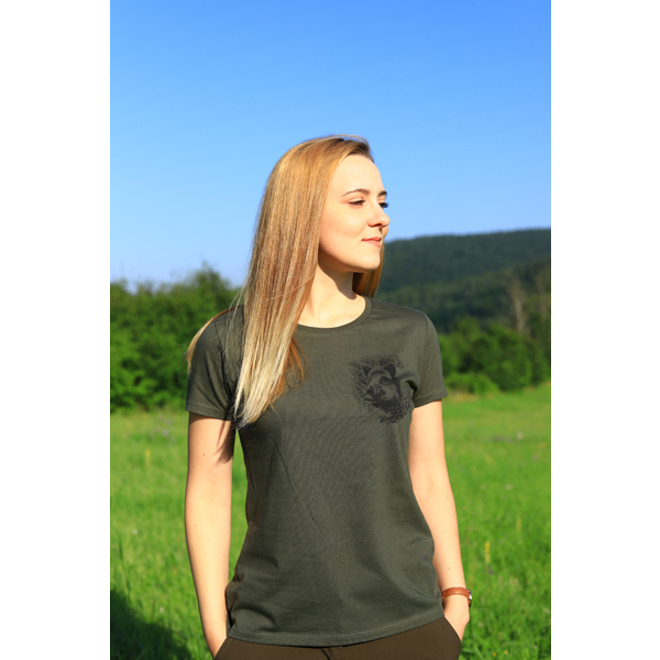 Damska koszulka myśliwska TETRAO dzik mały - zielona 3