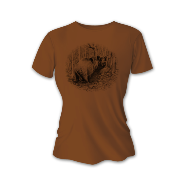 Damska koszulka myśliwska TETRAO dzik duży - brązowa
