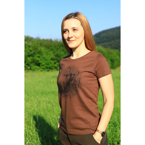 Damska koszulka myśliwska TETRAO dzik duży - brązowa 3