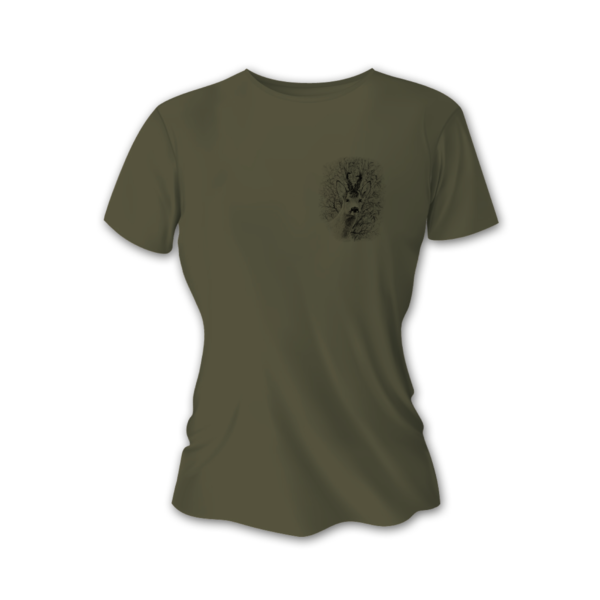 Damska koszulka myśliwska TETRAO rogacz mały - zielona