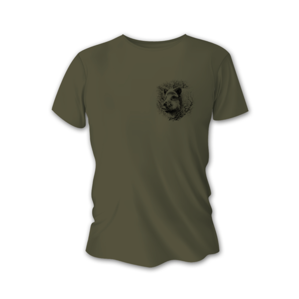 Męska koszulka myśliwska TETRAO dzik mały - zielona 