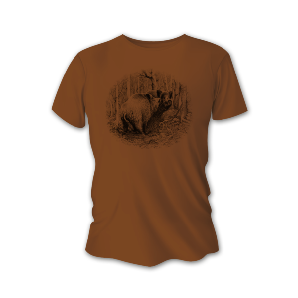 Męska koszulka myśliwska TETRAO dzik duży - brązowa