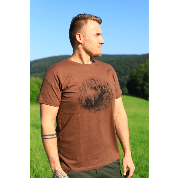 Męska koszulka myśliwska TETRAO dzik duży - brązowa 4