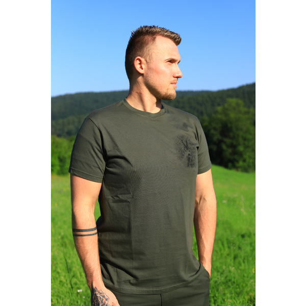 Męska koszulka myśliwska TETRAO rogacz mały - zielona 5