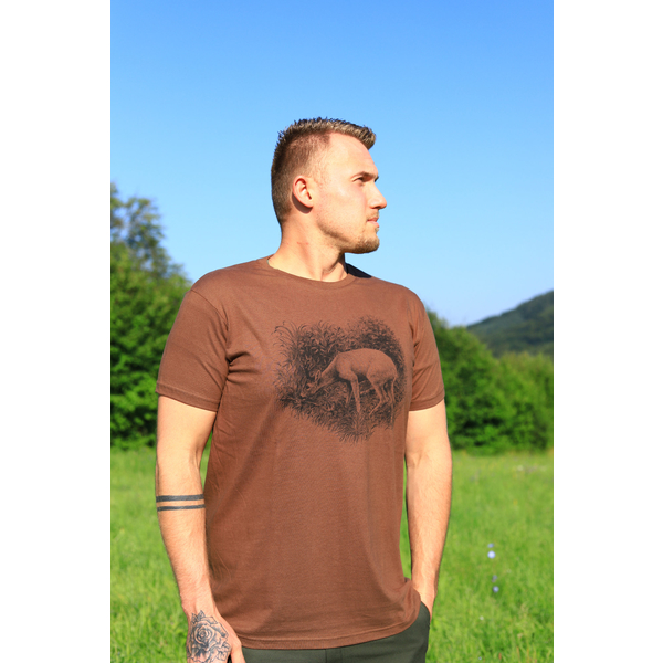 Męska koszulka myśliwska TETRAO rogacz duży - brązowa 2