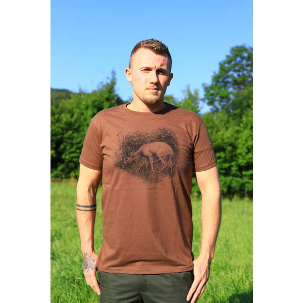 Męska koszulka myśliwska TETRAO rogacz duży - brązowa 3