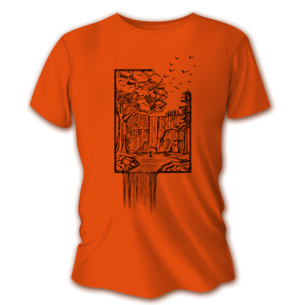 Męska koszulka myśliwska TETRAO wodospad - pomarańczowa