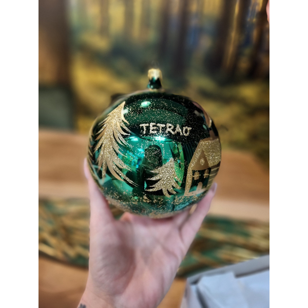 Bombka bożonarodzeniowa TETRAO zielona, połysk - jeleń, 12 cm