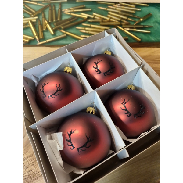 Bombki bożonarodzeniowe TETRAO brązowe, matowe - poroże 8 cm, 4szt.