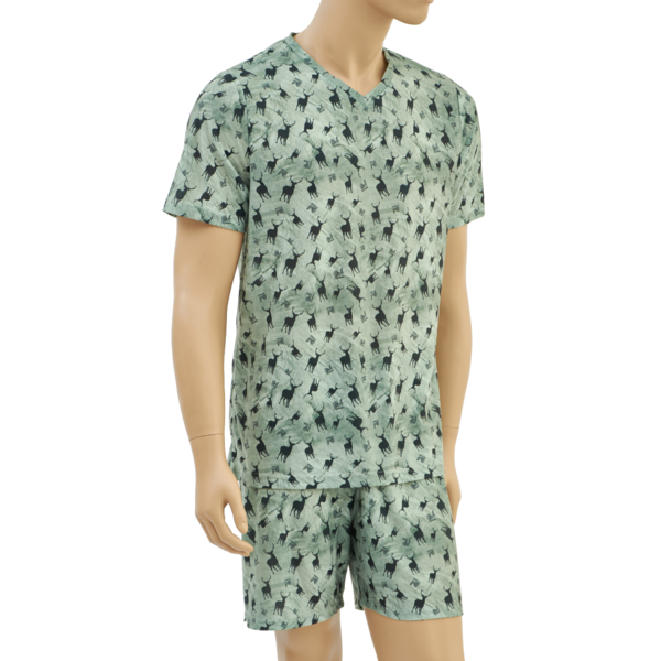 Męska piżama myśliwska TETRAO z motywem Jeleń jasnozielona