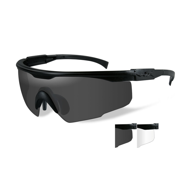 Okulary strzeleckie Wiley X  szare + przeźroczyste soczewki z czarnymi matowymi oprawkami