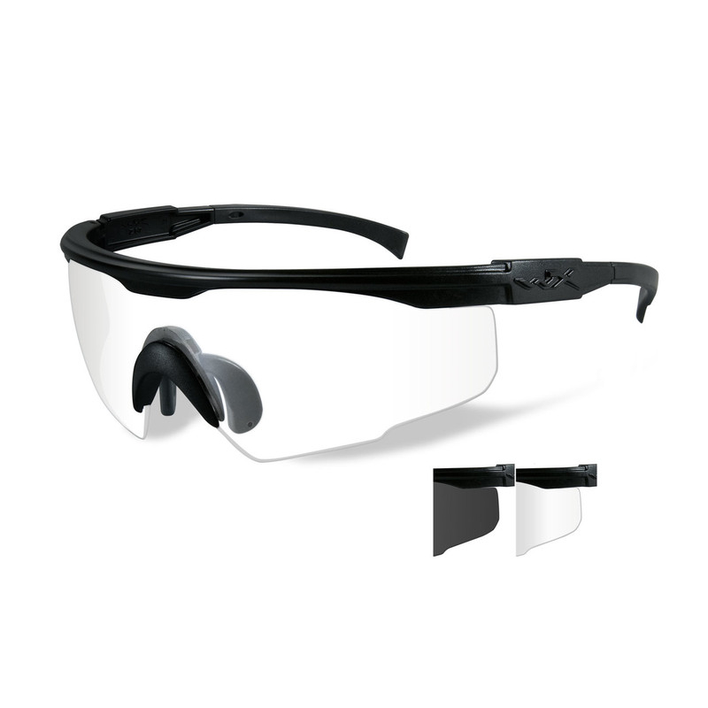 Okulary strzeleckie Wiley X  szare + przeźroczyste soczewki z czarnymi matowymi oprawkami 2