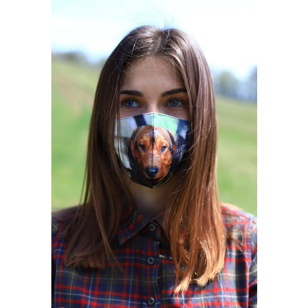 TETRAO bawełniana maska ochronna na twarz - dziecięca, z psem myśliwskim 1 szt.