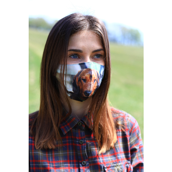 TETRAO bawełniana maska ochronna na twarz - dziecięca, z psem myśliwskim 1 szt. 1