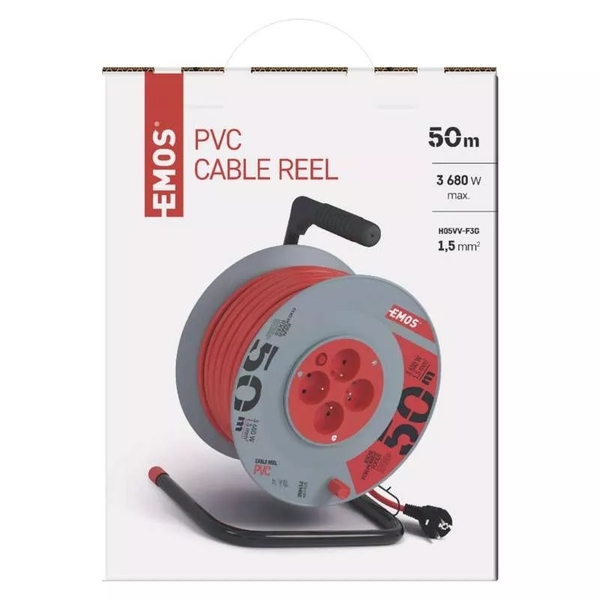 Przedłużacz PVC kabel na bębnie z ruchomym środkiem EMOS, 50 m - czerwony 3