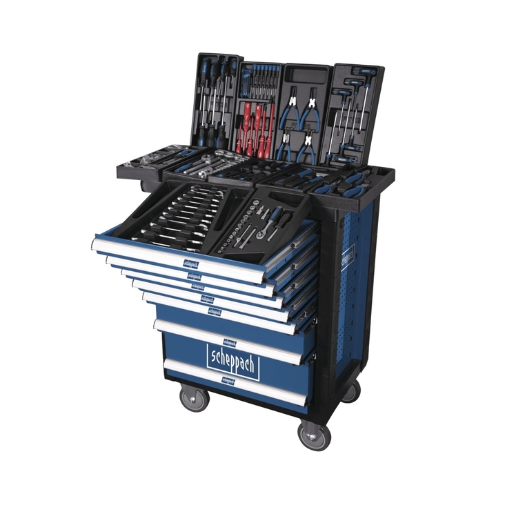 Wózek warsztatowy SCHEPPACH z narzędziem TW 1000 (7 szuflad, 263 narzędzi)