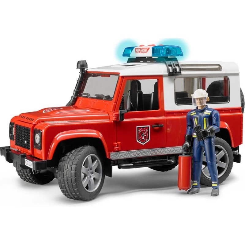 Strażacki Land Rover Defender z figurką strażaka BRUDER