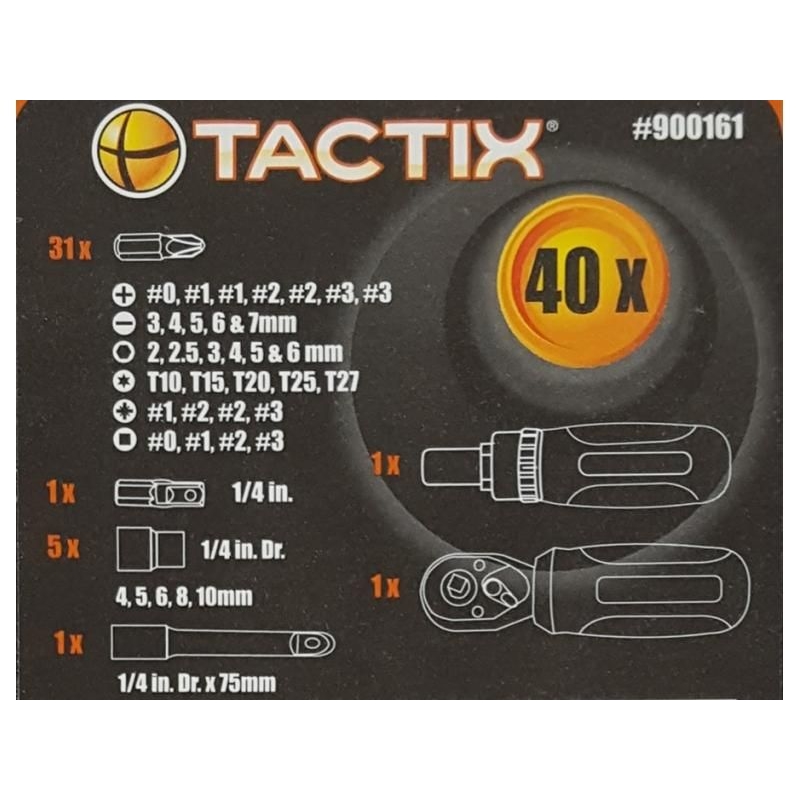 Zestaw narzędzi - końcówki i bity 40 TACTIX, 900161 1