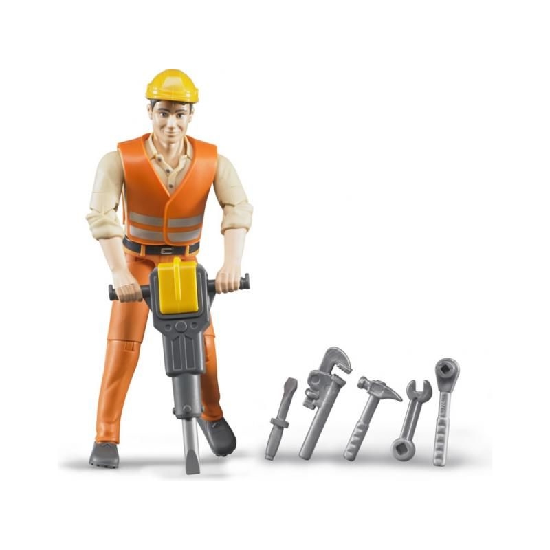 Figurka robotnika budowlanego z akcesoriami BRUDER